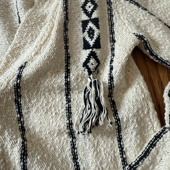 Raquel Allegra Ivory Cardigan Small Aztec Boho Knit with Fringe Detail - Picture 3 of 12